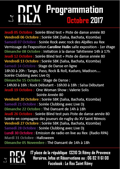 programme octobre 2017 Le Rex Saint Remy de Provence