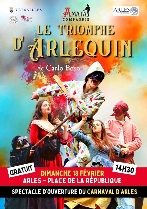 Spectacle Le Triomphe d'Arlequin pour le Carnaval 2024 à Arles