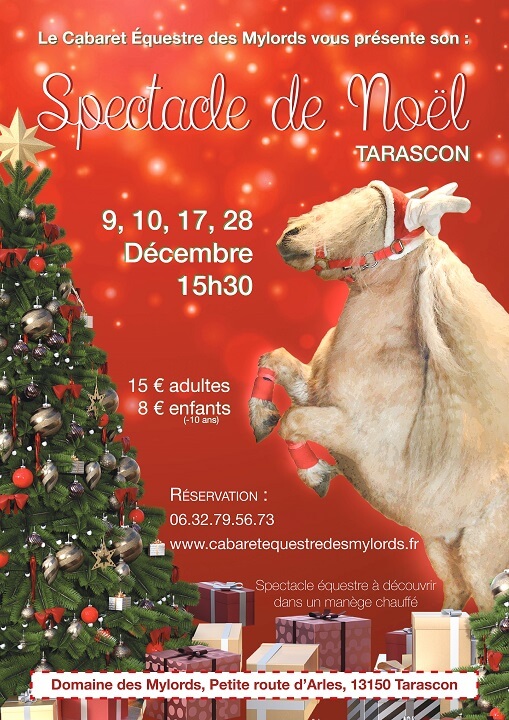 Spectacle de Noël 2023 au cabaret Equestre des Mylords entre Arles et Tarascon