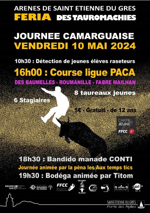 Course camarguaise de la Féria des tauromachies 2024 à Saint Etienne du Grès