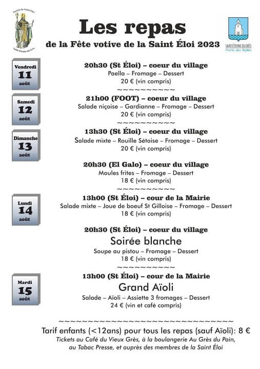 Fête de la Saint Eloi 2023 à Saint Etienne du Grès - Affiche, infos et programme complet