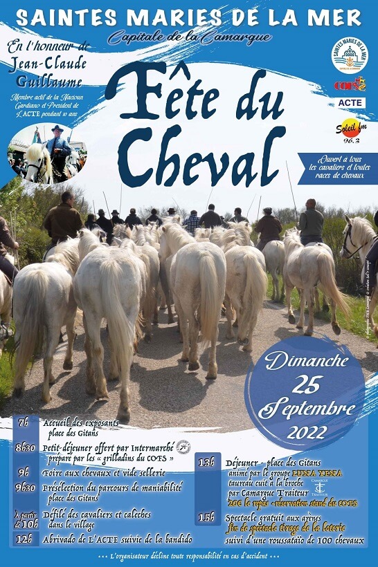 Affiche Fête du Cheval 2022 aux Saintes Maries de la Mer en Camargue