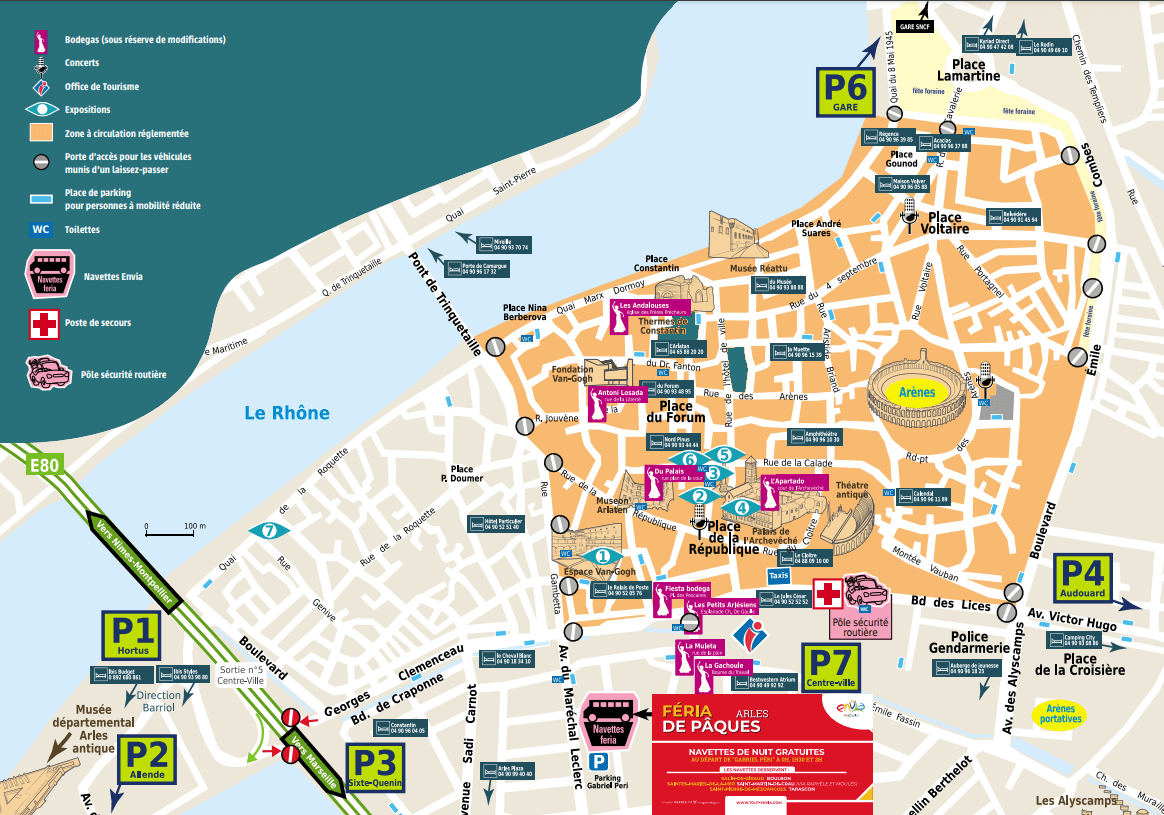Plan centre-ville Féria de Pâques 2022 à Arles