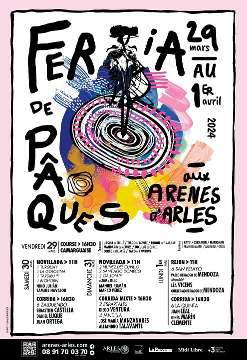 Affiche de la Féria de Pâques 2024 aux arènes d'Arles