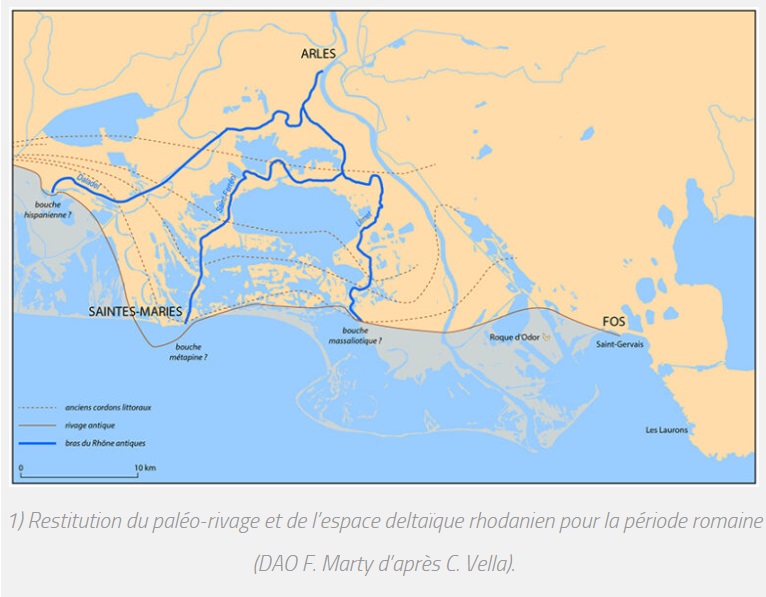 Carte du Rhône à l'époque romaine - Exposition D'un port à l'autre, voyage en Méditerranée 2022 au Musée de l'Arles Antique