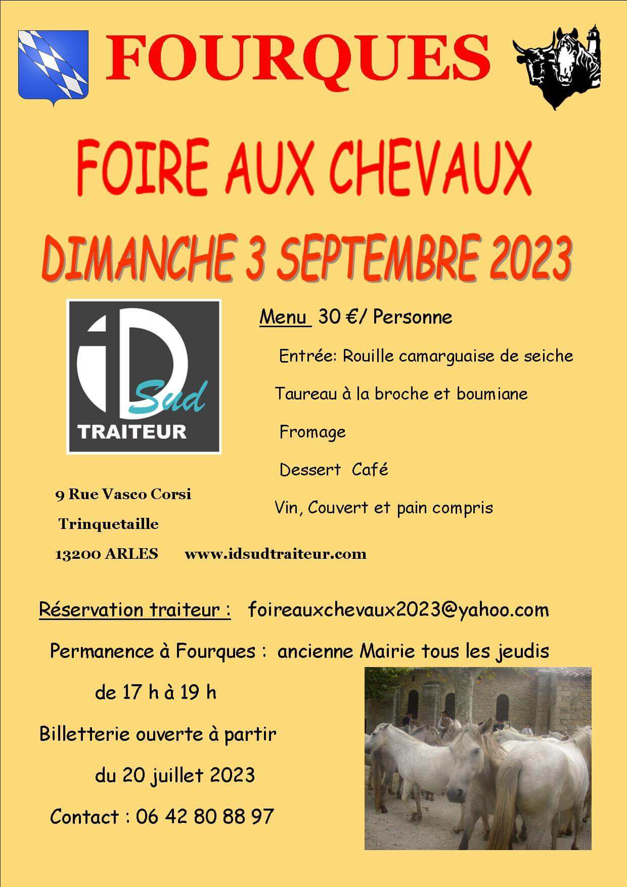 Taureau à la broche de la Foire aux Chevaux de Fourques le 3 septembre 2023