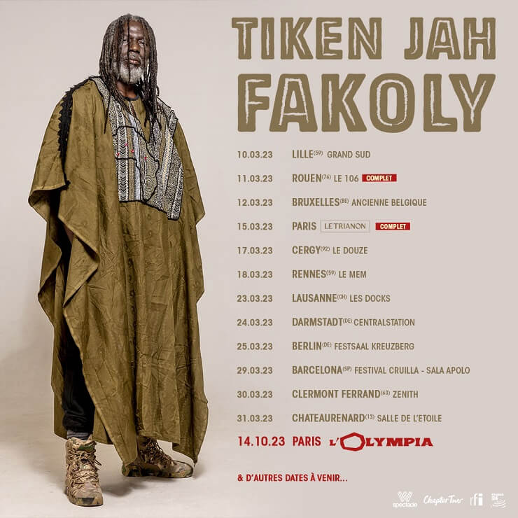 Concert Tiken Jah Fakoly à la salle de l'Etoile à Châteaurenard le 31 mars 2023