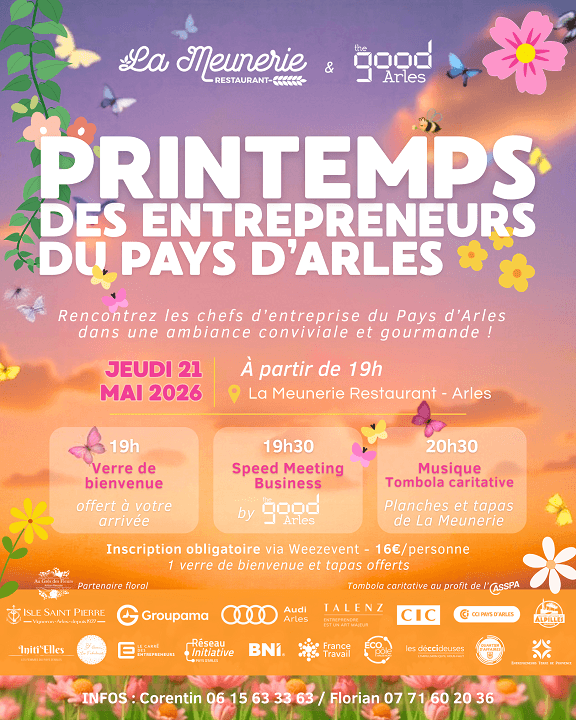 Affiche-printemps-entrepreneurs-2026-pm Printemps des Entrepreneurs du pays d'Arles le 21 mai 2026 à la Meunerie