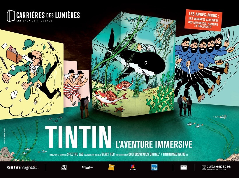 Spectacle "Tintin l'Aventure Immersive" 2023 aux Carrières de Lumières des Baux de Provence