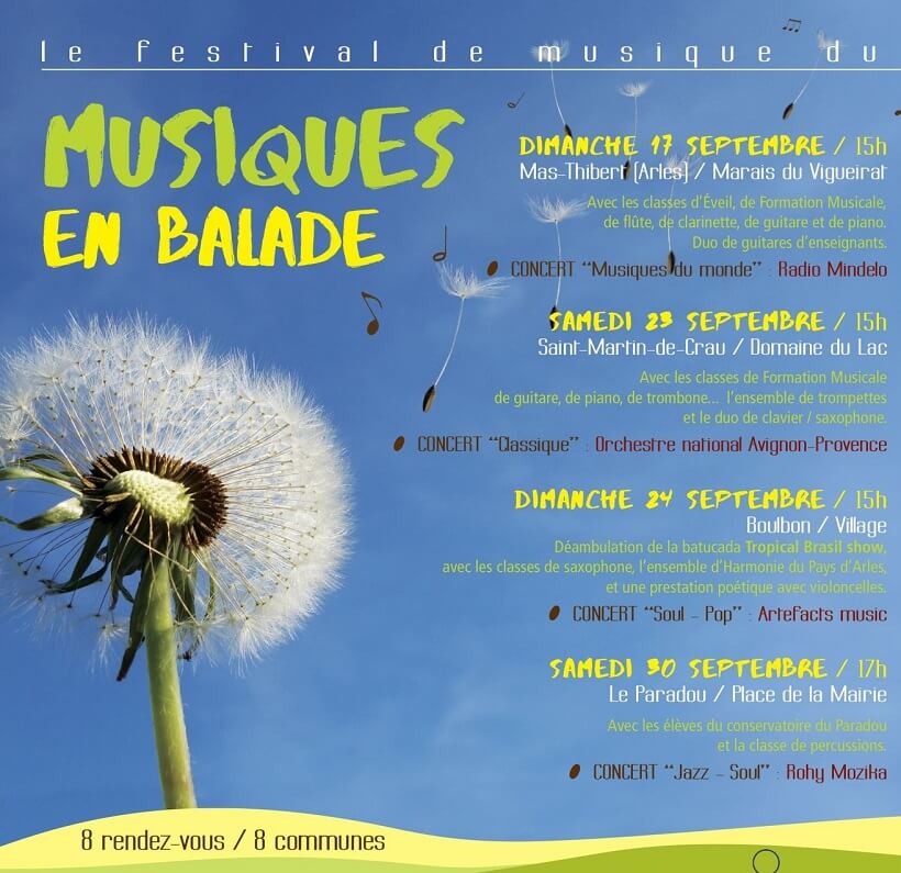 Festival musique en Balade 2023 - 8 concerts gratuits à Arles, st Martin, Tarascon, St Rémy, Boulbon