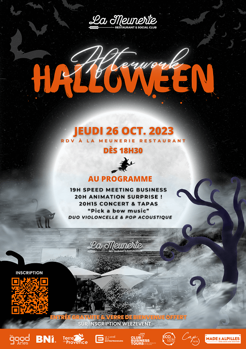 Afterwork d'Halloween des Entrepreneurs duPays d'Arles le 26 octobre 2023 à la Meunerie à Arles