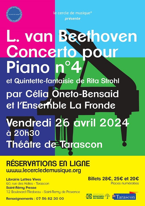 Concerto pour piano n°4 de beethoven le 26 avril 2024 au théâtre de Tarascon