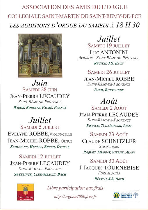 Festival Organa 2025 à Saint Rémy de Provence