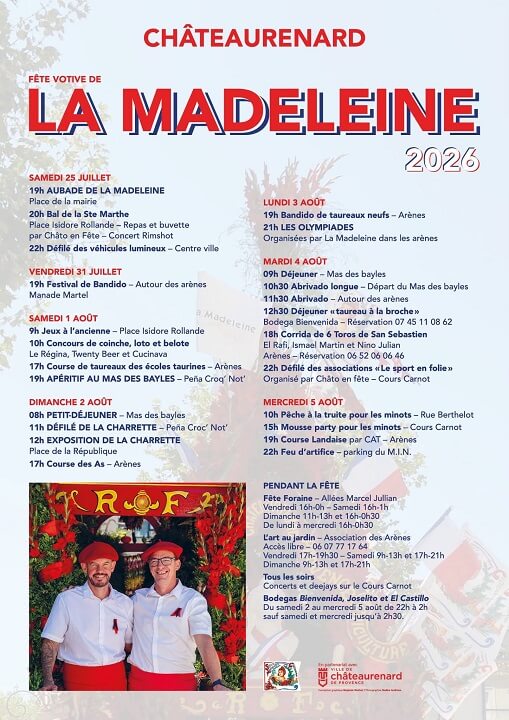 fete-madeleine-chateaurenard-2026-affiche Fête votive de la Madeleine 2026 à Châteaurenard