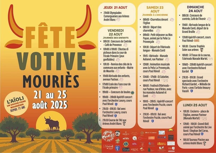 Fête votive 2025 à Mouriès Alpilles