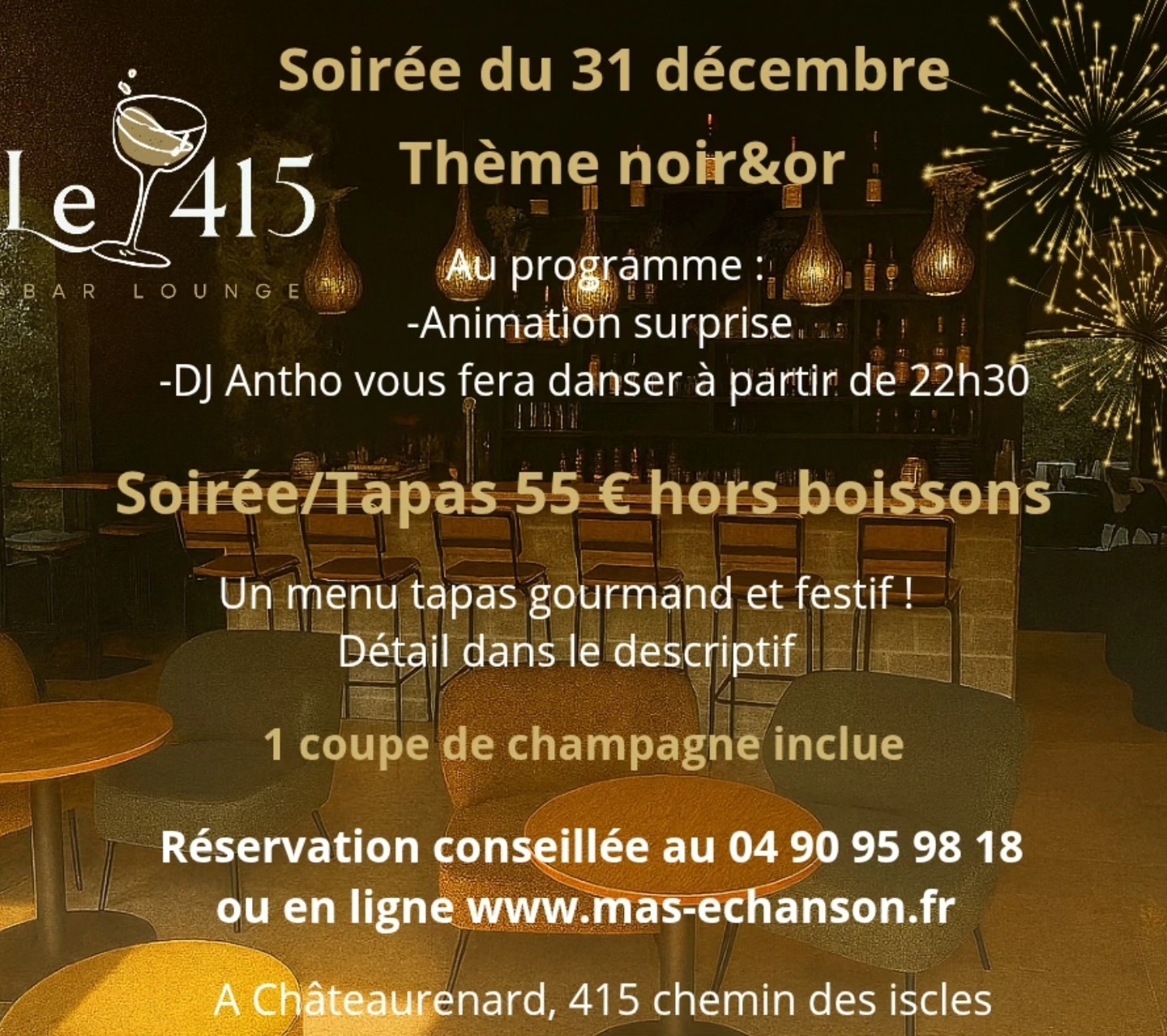 reveillon-2025-bar-le415-chateaurenard Réveillon 2025 le 415 à Châteaurenard