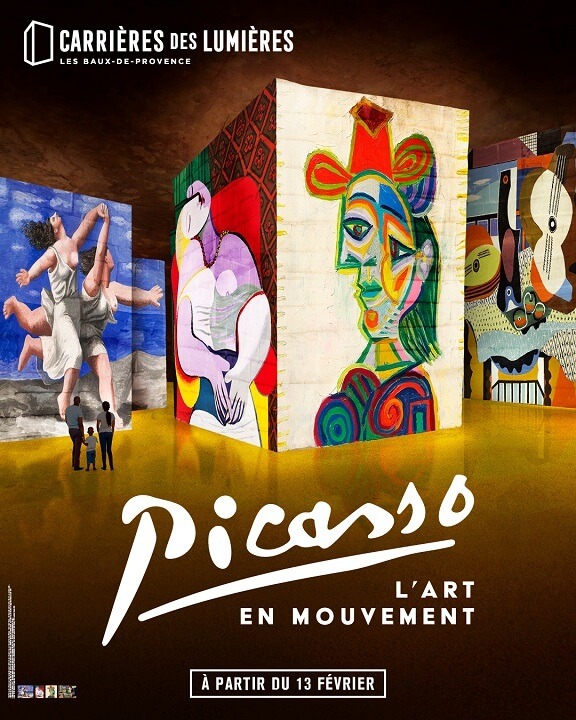 Expo immersive 2026 Picasso l'art du mouvement aux Carrières des Lumières des baux de Provence