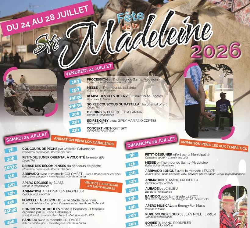 Fête de la Madeleine 2026 à Cabannes