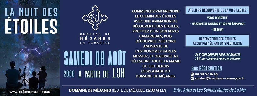 Nuit des étoiles 2026 au domaine de Méjanes en Camargue