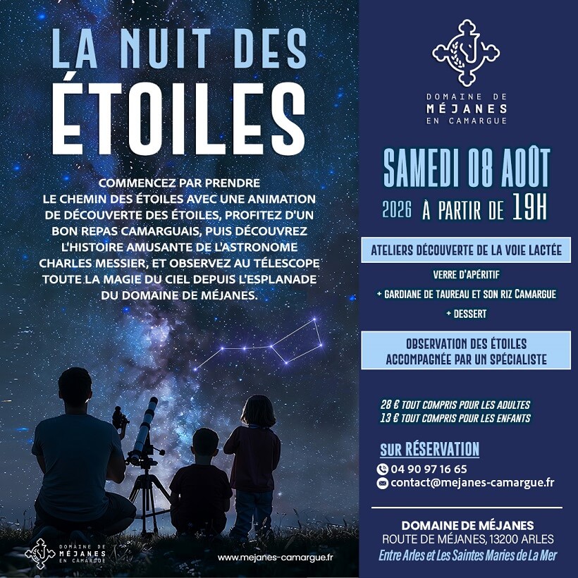 Nuit des étoiles 2026 au domaine de Méjanes en Camargue